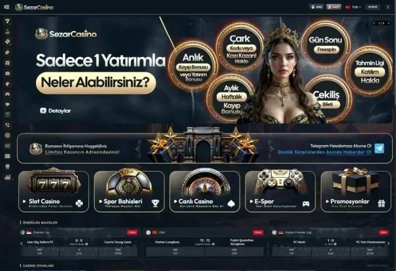 Sezar Casino ana sayfa görünümü