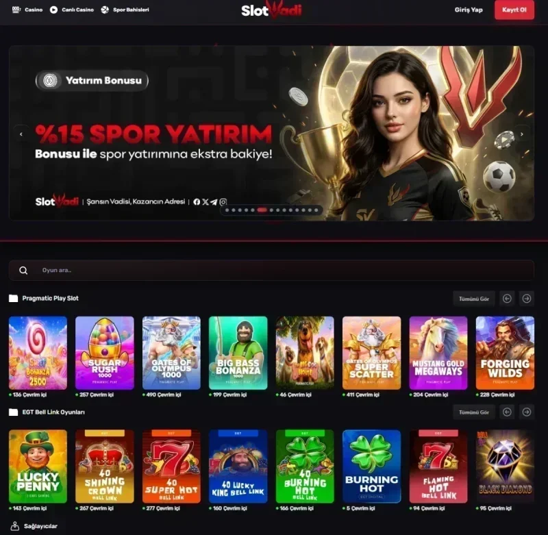 Slot Vadi ana sayfa görünümü