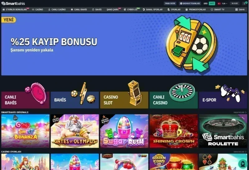 Smartbahis ana sayfa görünümü