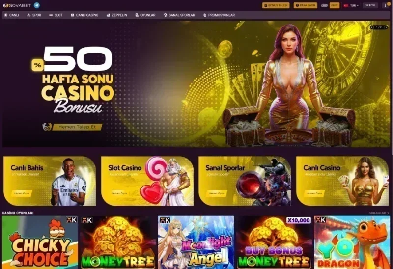 Sovabet ana sayfa görünümü