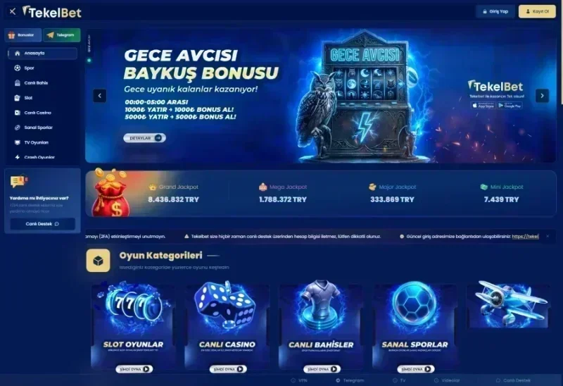 Tekelbet ana sayfa görünümü