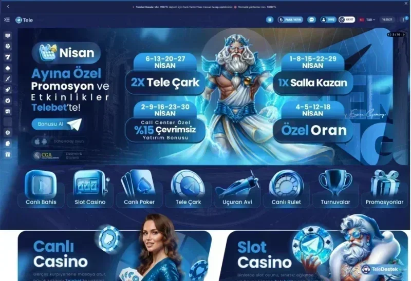 Telebet ana sayfa görünümü
