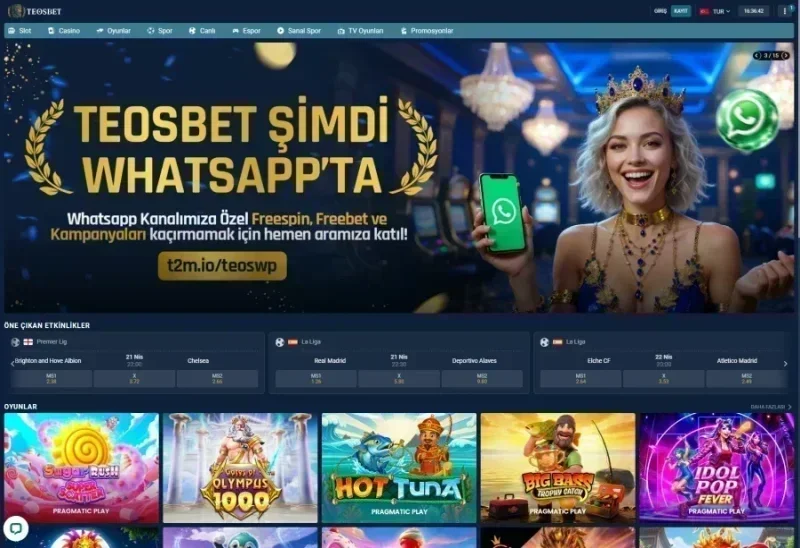 Teosbet ana sayfa görünümü