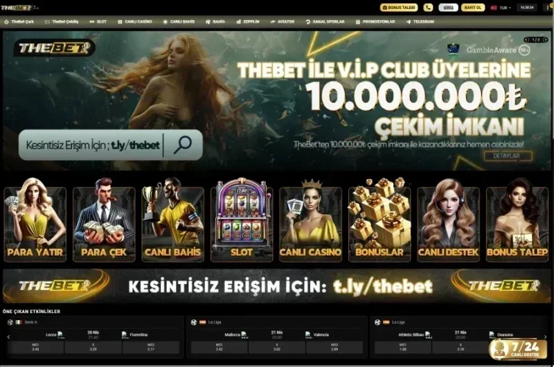 Thebet ana sayfa görünümü