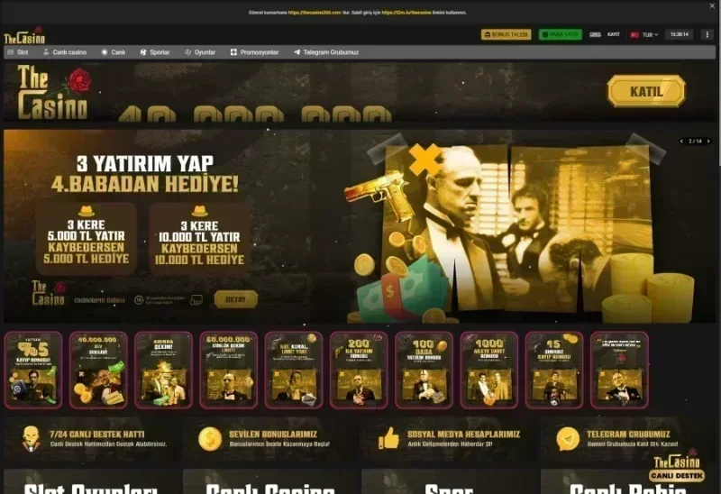 TheCasino ana sayfa görünümü