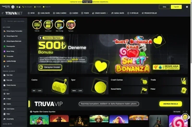 Truvabet ana sayfa görünümü