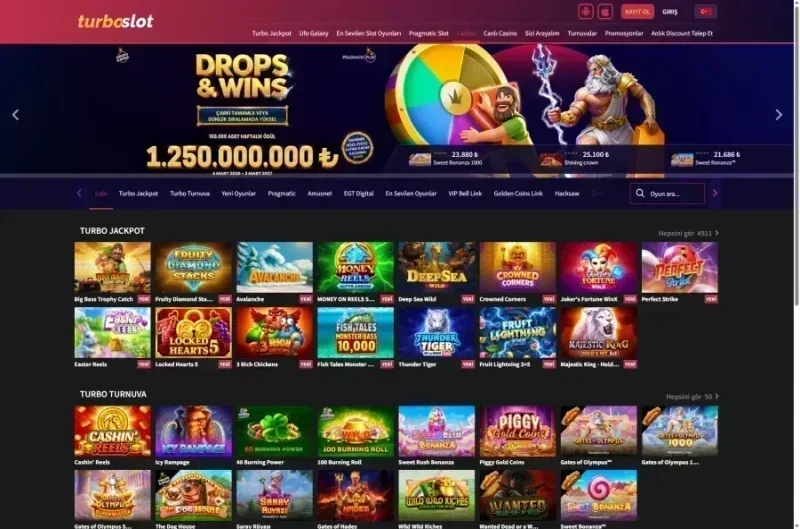 Turboslot ana sayfa görünümü