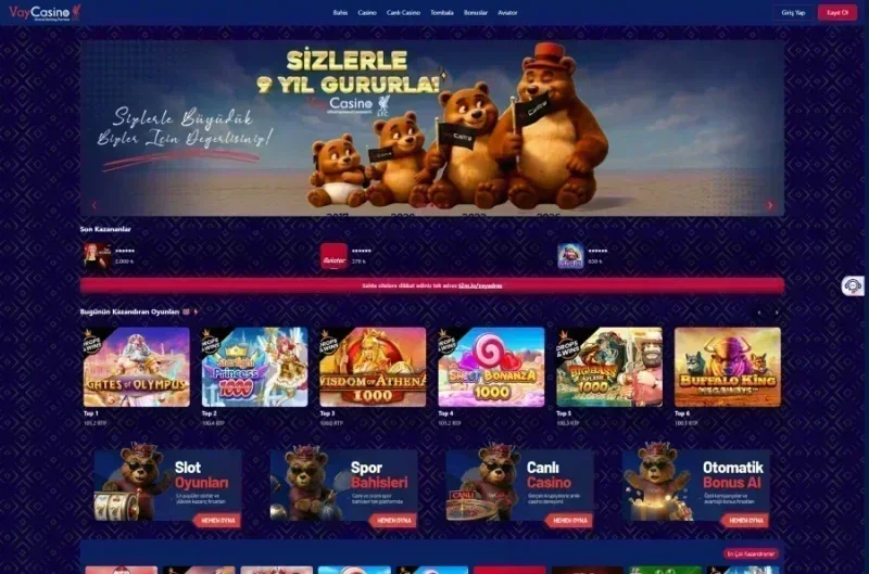 Vdcasino ana sayfa görünümü
