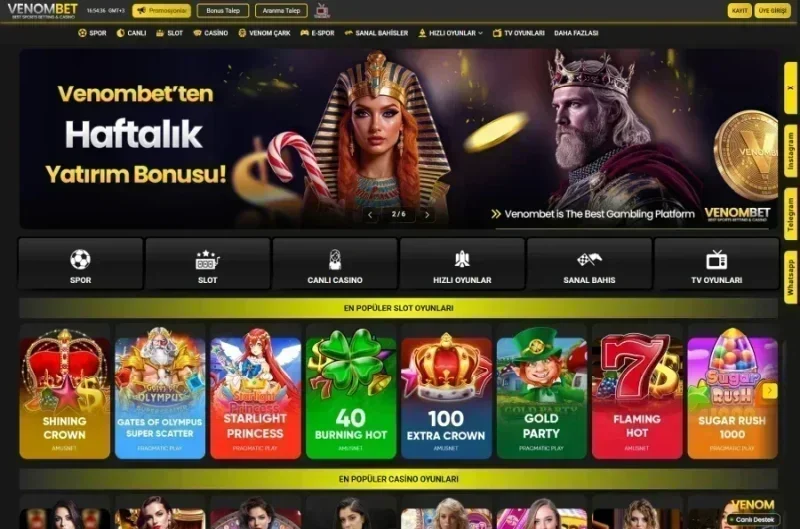 Venombet ana sayfa görünümü