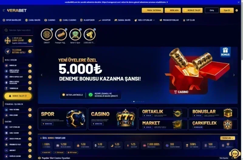 Verabet ana sayfa görünümü