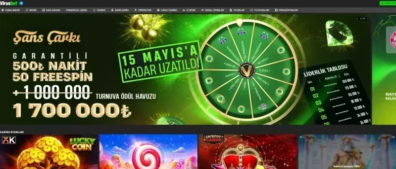Virüsbet ana sayfa görünümü