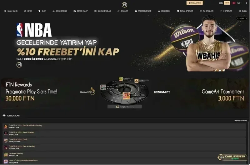 WBahis ana sayfa görünümü