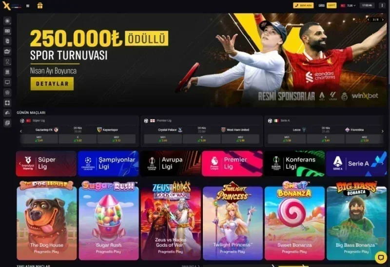 Winxbet ana sayfa görünümü