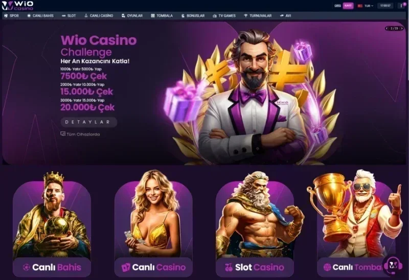 WioCasino ana sayfa görünümü