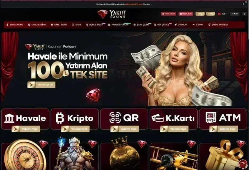 Yakut Casino ana sayfa görünümü